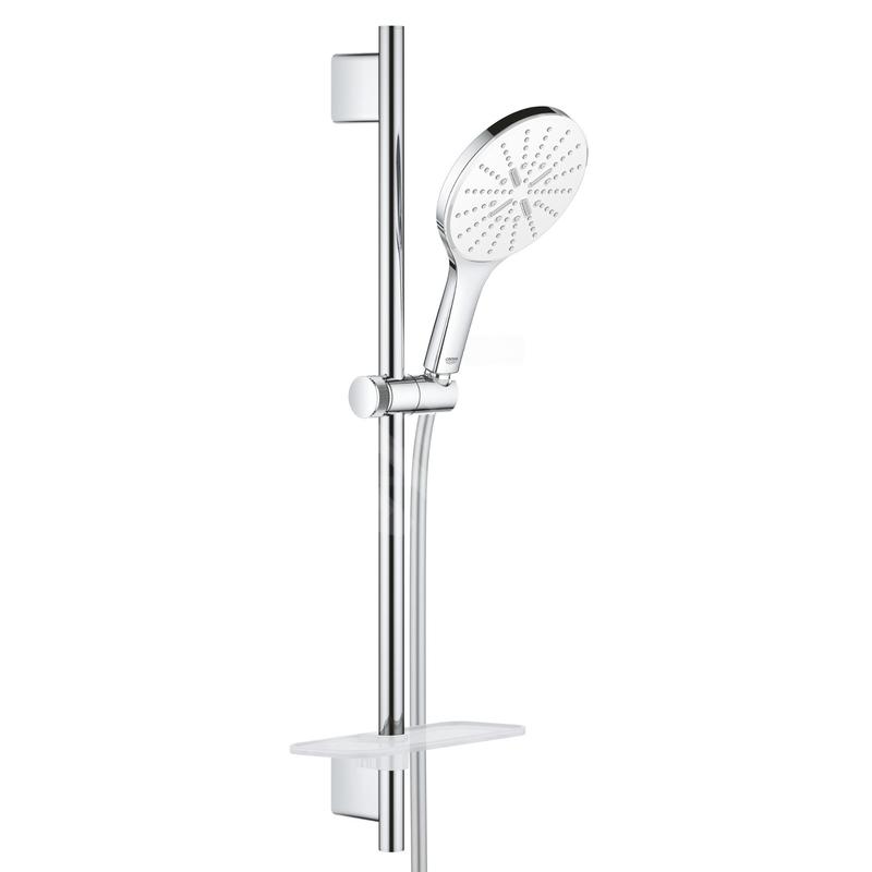 Grohe Rainshower SmartActive - Set de douche de tête 150 9,5 l/min, 3 jets, barre 600 mm et flexible, blanc lunaire 26592LS0