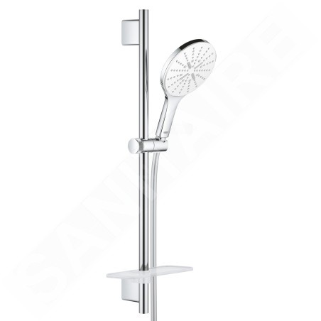 Grohe Rainshower SmartActive - Set de douche de tête 150 9,5 l/min, 3 jets, barre 600 mm et flexible, blanc lunaire 26592LS0