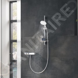 Grohe Rainshower SmartActive - Set de douche de tête 150 9,5 l/min, 3 jets, barre 600 mm et flexible, blanc lunaire 26592LS0