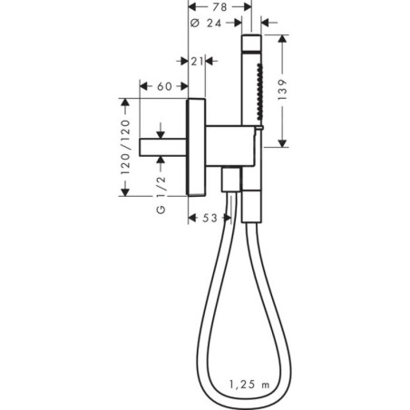 Axor Starck Organic - Colonne de douche 2 jets, 1,25 m, chrome 12626000