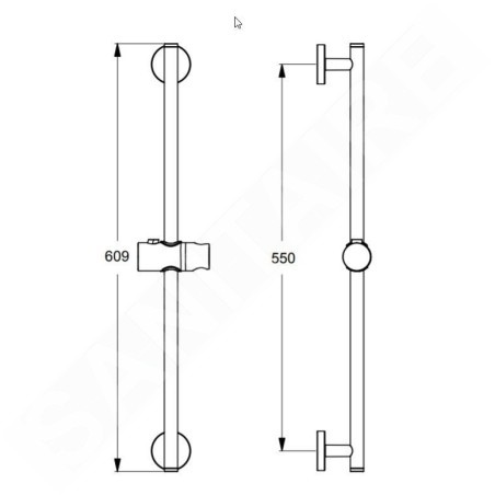 Ideal Standard Idealrain - Barre de douche 600 mm, chrome B9420AA