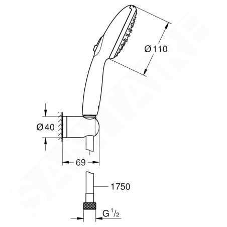 Grohe Vitalio Start - Douchette à main, support et flexible, 2 jets, noir mat 279502431