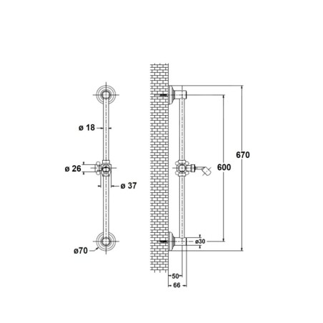 Sapho Antea - Barre de douche avec support, 570 mm, bronze SAL0036