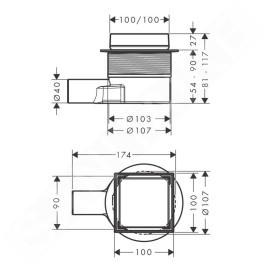 Hansgrohe RainDrain Point - Bonde de sol, 10 x 10 cm, noir mat 56247670