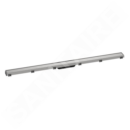 Hansgrohe RainDrain Match - Caniveau de douche linéaire avec grille en inox 1200, avec cadre réglable en hauteur, inox brossé
