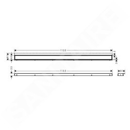 Hansgrohe RainDrain Match - Caniveau de douche linéaire avec grille en inox 1200, avec cadre réglable en hauteur, inox brossé