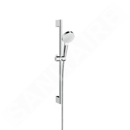 Hansgrohe Crometta - Set de pommeau de douche, barre et flexible,  EcoSmart 9 l/min, blanc / chrome 26535400