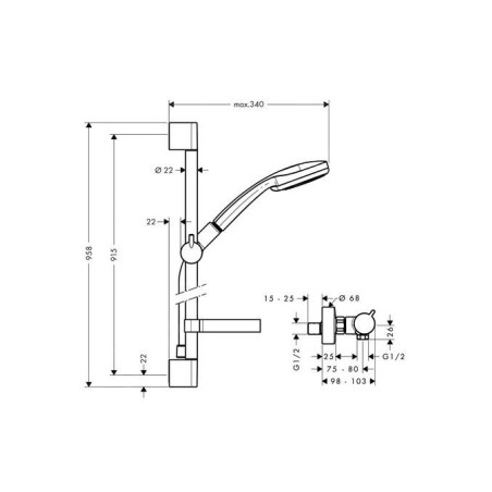 Hansgrohe Crometta 100 - Set de douche Vario avec thermostat, chrome 27035000