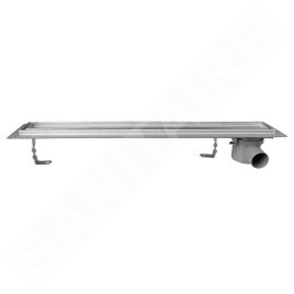 Aqualine Canniveaux - Caniveau de douche Pavino avec grille pour carrelage, 760x140x92 mm, inox 2710-80