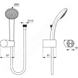 Ideal Standard Idealrain - Set de douche S1 avec douchette 80 mm, 1 jet, chrome B9506AA