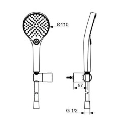 Hansa Viva - Set de pommeau de douche, support et flexible, 3 jets, chrome 44170120