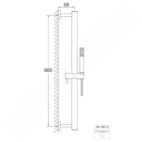 Steinberg 100 - Ensemble de pommeau de douche, barre et flexible, noir mat 100 1601 S