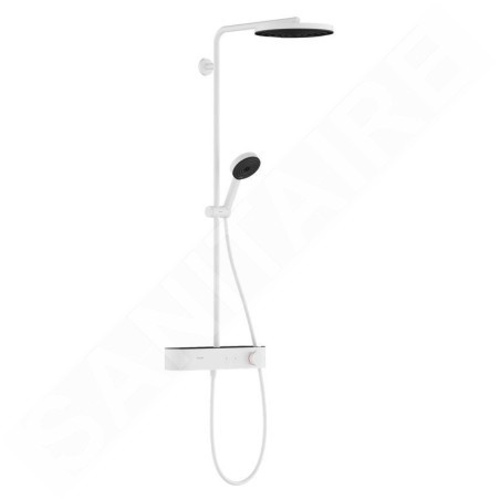 Hansgrohe Pulsify S - Set de douche avec thermostat, diamètre 26 mm, 3 jet, blanc mat 24220700