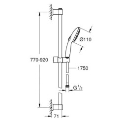 Grohe Vitalio Start - Set de pommeau de douche, barre et flexible, 3 jets, chrome 26956001