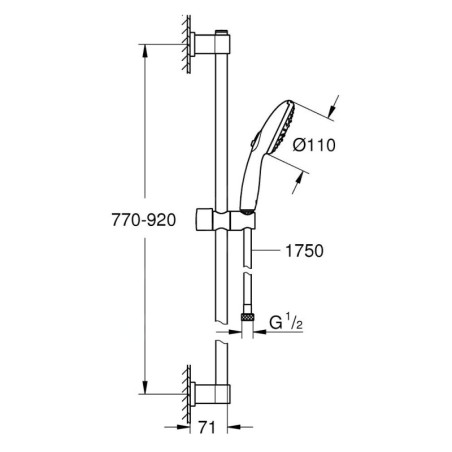Grohe Vitalio Start - Set de pommeau de douche, barre et flexible, 3 jets, chrome 26956001