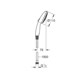 Grohe Vitalio Start - Pommeau de douche avec flexible 150 cm, 2 jets, chrome 26972001