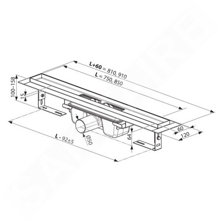 Ravak Runway - Caniveau de douche 750 mm, dans l'espace, noir mat X01750