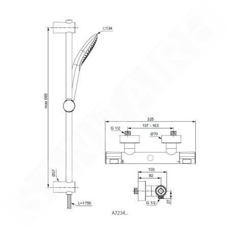 Ideal Standard CeraTherm - Colonne de douche avec thermostat, 3 jets, chrome A7234AA