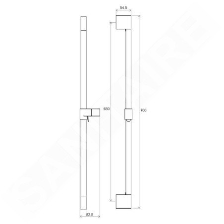 Ravak Douches - Barre de douche, 70 cm, graphite brossé X07P703