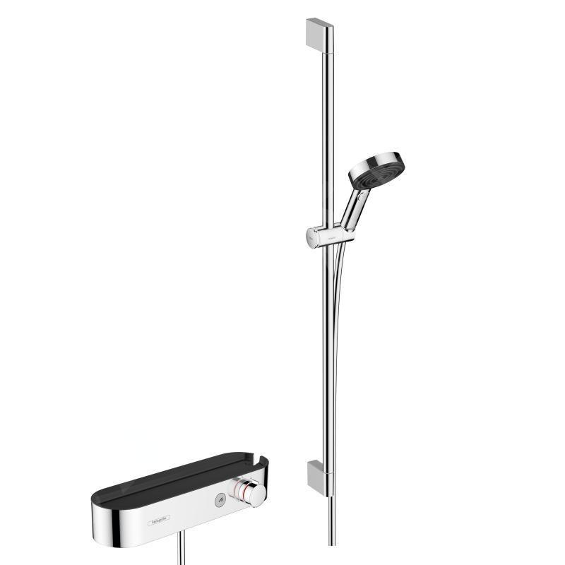 Hansgrohe Pulsify Select - Set de douche Relaxation avec thermostat, 3 jets, avec barre 900 mm, chrome 24270000 Hansgrohe Pulsify Select - Set de douche Relaxation avec thermostat, 3 jets, avec barre 900 mm, chrome 24270000