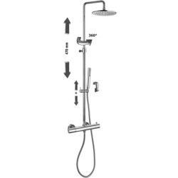 Paffoni Sets de douche - Set de douche Mini Birillo 225 avec thermostat, noir mat ZCOL638LIQNO
