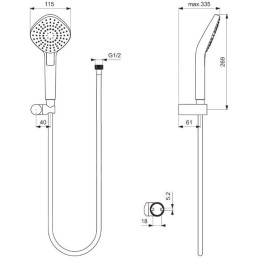 Ideal Standard IdealRain Evo - Colonne de douche Diamond 115, avec flexible et douchette, 3jet, chrome B2405AA