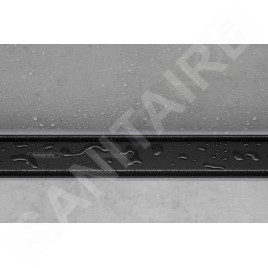 Hansgrohe RainDrain Match - Caniveau de douche linéaire avec grille en inox 800, avec cadre réglable en hauteur, noir mat