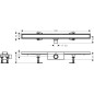 Hansgrohe RainDrain Compact - Caniveau de douche 90 cm pour insertion de carreaux, avec grille 56181000