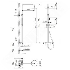 Steinberg 250 - Set de douche avec thermostat, diamètre 200 mm, noir mat 250 2721 S