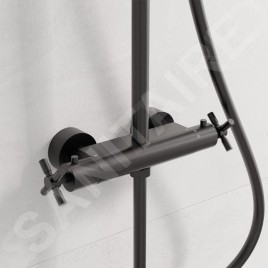 Steinberg 250 - Set de douche avec thermostat, diamètre 200 mm, noir mat 250 2721 S