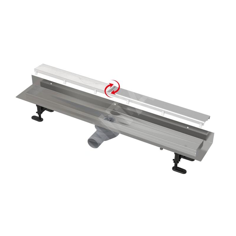 Alcadrain Douchegoten - Caniveau de douche Fit and Go Wall 850 mm, grille incluse, inox APZ23-DOUBLE9-850