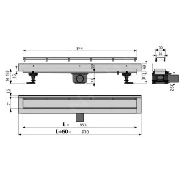 Alcadrain Douchegoten - Caniveau de douche Fit and Go Wall 850 mm, grille incluse, inox APZ23-DOUBLE9-850