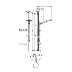 Hansgrohe Raindance - Set de douche Select S 120, 3 jets, EcoSmart 9l/min,  barre de douche 1,50 m, chrome 27647000