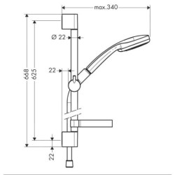 Hansgrohe Croma 100 - Set douchette Multi 3 jets / barre murale Unica'S 0,65 m, chrome 27775000