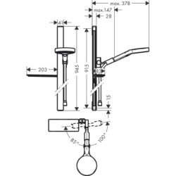 Hansgrohe Rainfinity - Ensemble de pommeau de douche 130, 3jet, barre de douche 900 mm et flexible, EcoSmart, chrome 27672000