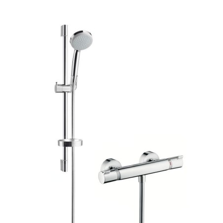 Hansgrohe Croma 100 - Set de douche Vario avec thermostat, 3 jets, chrome 27034000