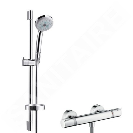 Hansgrohe Croma 100 - Set de douche avec thermostat, douchette Croma 100 Multi, chrome 27086000
