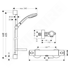 Hansgrohe Croma 100 - Set de douche avec thermostat, douchette Croma 100 Multi, chrome 27086000
