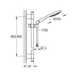 Grohe Rainshower New - Set de pommeau de douche, barre et flexible, chrome 27273001
