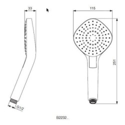 Ideal Standard Idealrain Evo Jet - Douchette manuelle Diamond 115 mm, 3 jets, chrome B2232AA