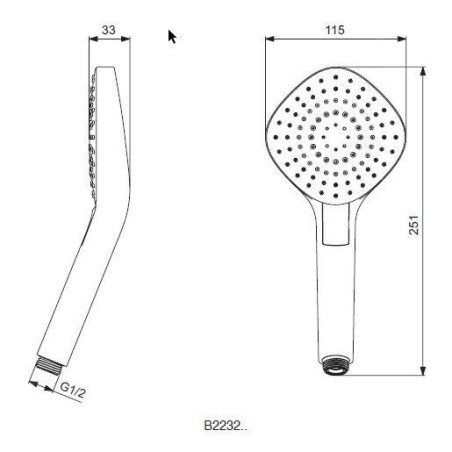 Ideal Standard Idealrain Evo Jet - Douchette manuelle Diamond 115 mm, 3 jets, chrome B2232AA