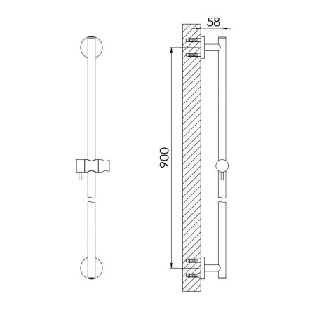 Steinberg 100 - Barre de douche, 900 mm, chrome 100 1623
