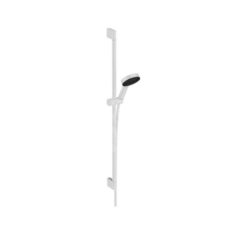 Hansgrohe Pulsify Select - Set de pommeau de douche, 3 jets, EcoSmart, barre de959 mm et flexible, blanc mat 24171700