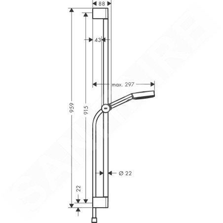 Hansgrohe Pulsify Select - Set de pommeau de douche, 3 jets, EcoSmart, barre de959 mm et flexible, blanc mat 24171700