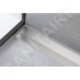 Hansgrohe RainDrain Flex - Caniveau de douche linéaire avec grille en inox 800, installation contre le mur, découpable, inox