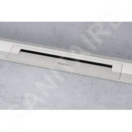 Hansgrohe RainDrain Flex - Caniveau de douche linéaire avec grille en inox 800, installation contre le mur, découpable, inox