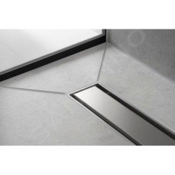 Hansgrohe RainDrain Match - Caniveau de douche linéaire avec grille en inox 1200, avec cadre réglable en hauteur, chrome