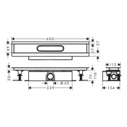 Hansgrohe uBox universal - Ensemble complet pour caniveaux de douche linéaires 600, pour installation standard, inox 56022180