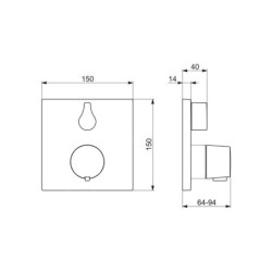 Hansa Living - Mitigeur thermostatique de baignoire encastré, avec inverseur pour 2 sorties, chrome 81149562
