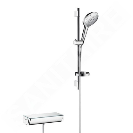 Hansgrohe Raindance Select S - Set de douche avec thermostat, 150 mm, 3 jets, blanc/chrome 27036400
